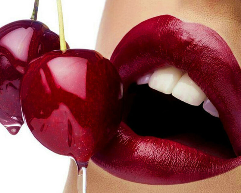 Lips with Cherries — Red