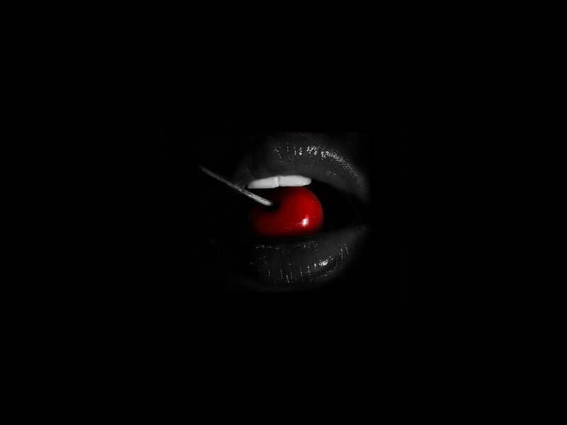 Lips with Cherry — Black, Dramatic