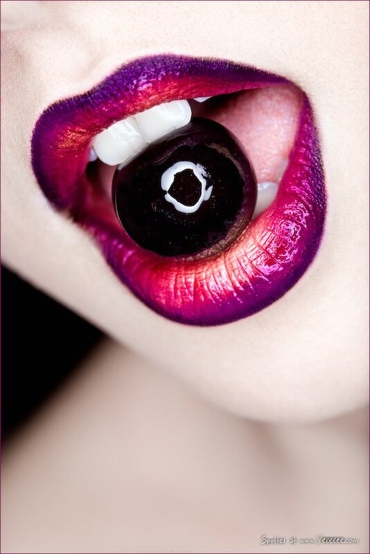 lips with cherry candy