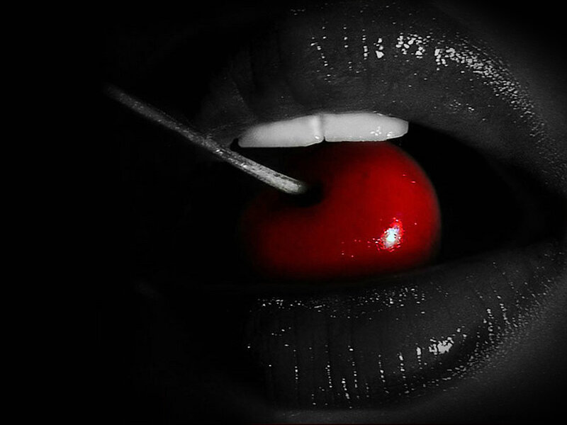 Lips with Cherry — Red