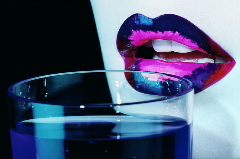 Lips with Colorful Makeup — Blue
