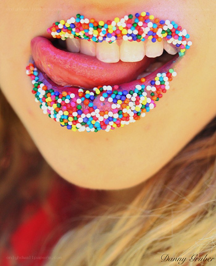 lips with colorful sprinkles