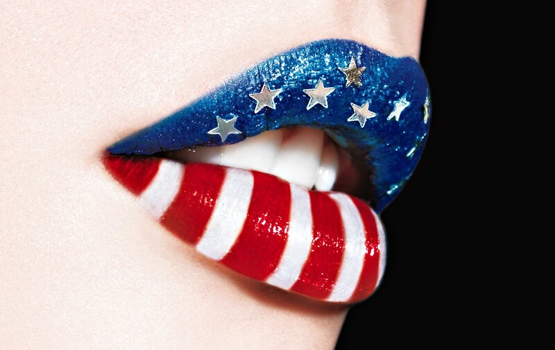 Lips with Flag Makeup