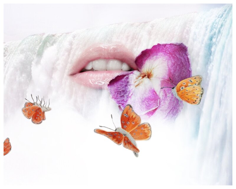 Lips with Flower and Butterflies