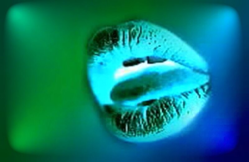 lips with green and blue lighting