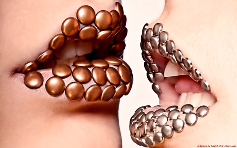 lips with metallic beads