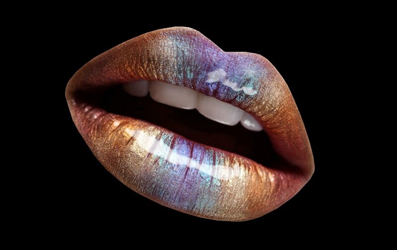 Lips with Metallic Makeup — Gold