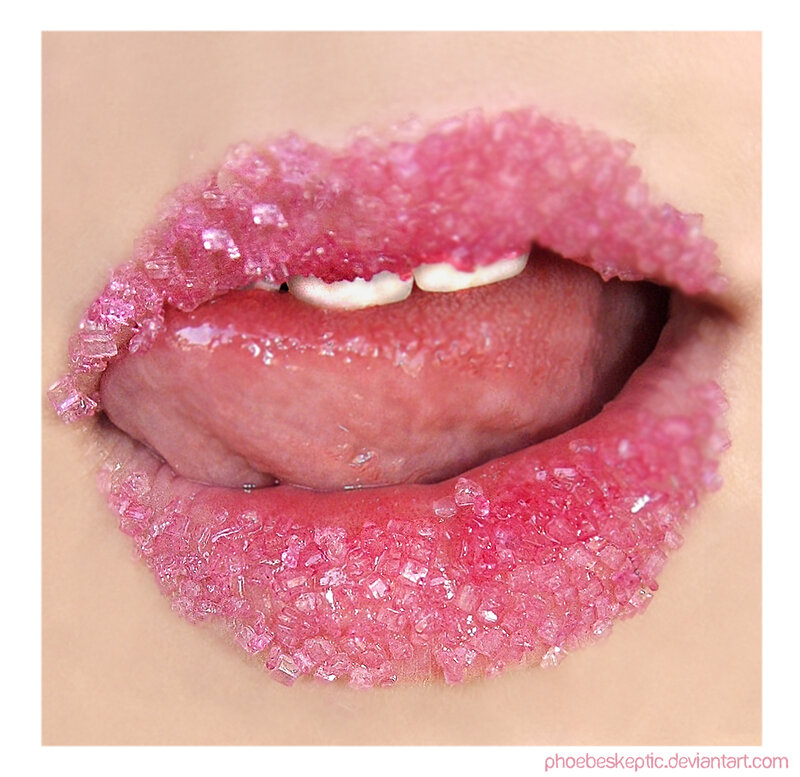 lips with pink sugar