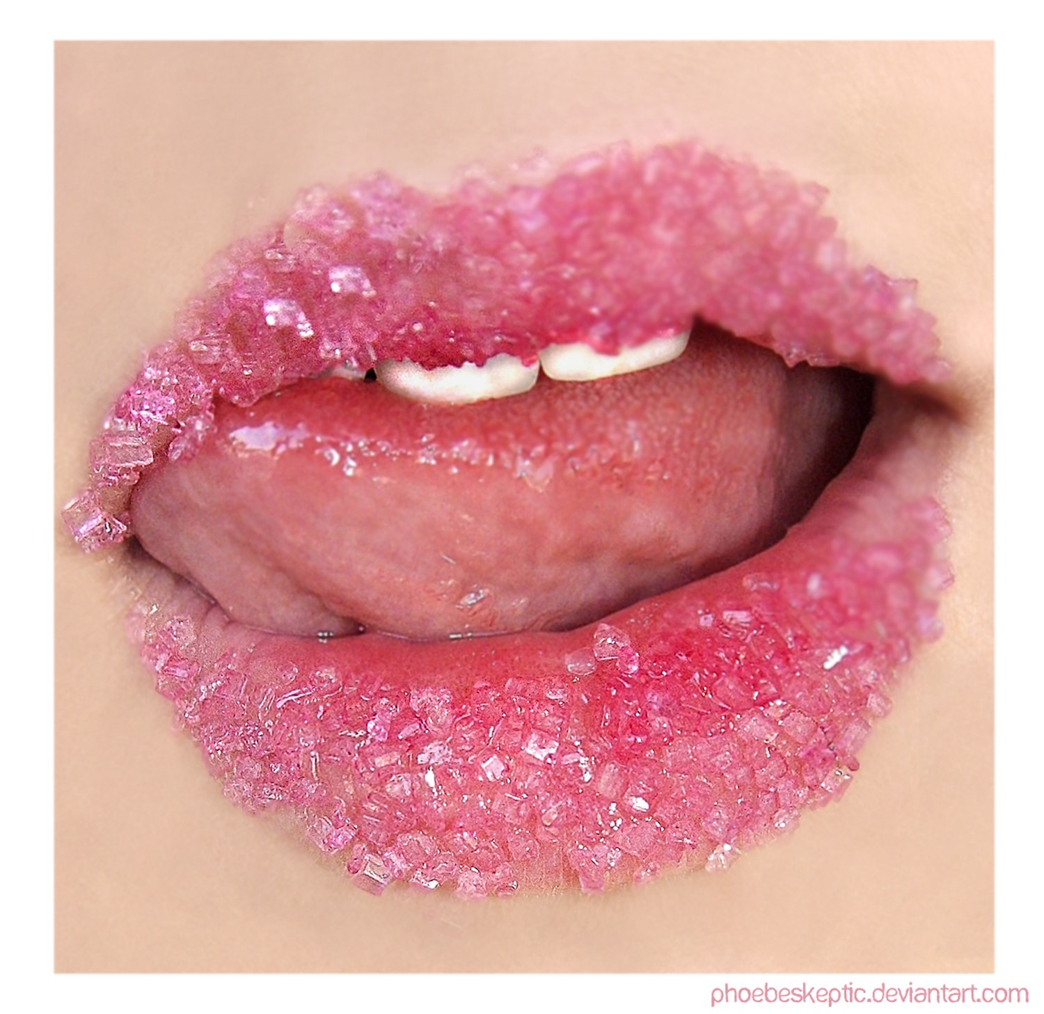 lips with pink sugar