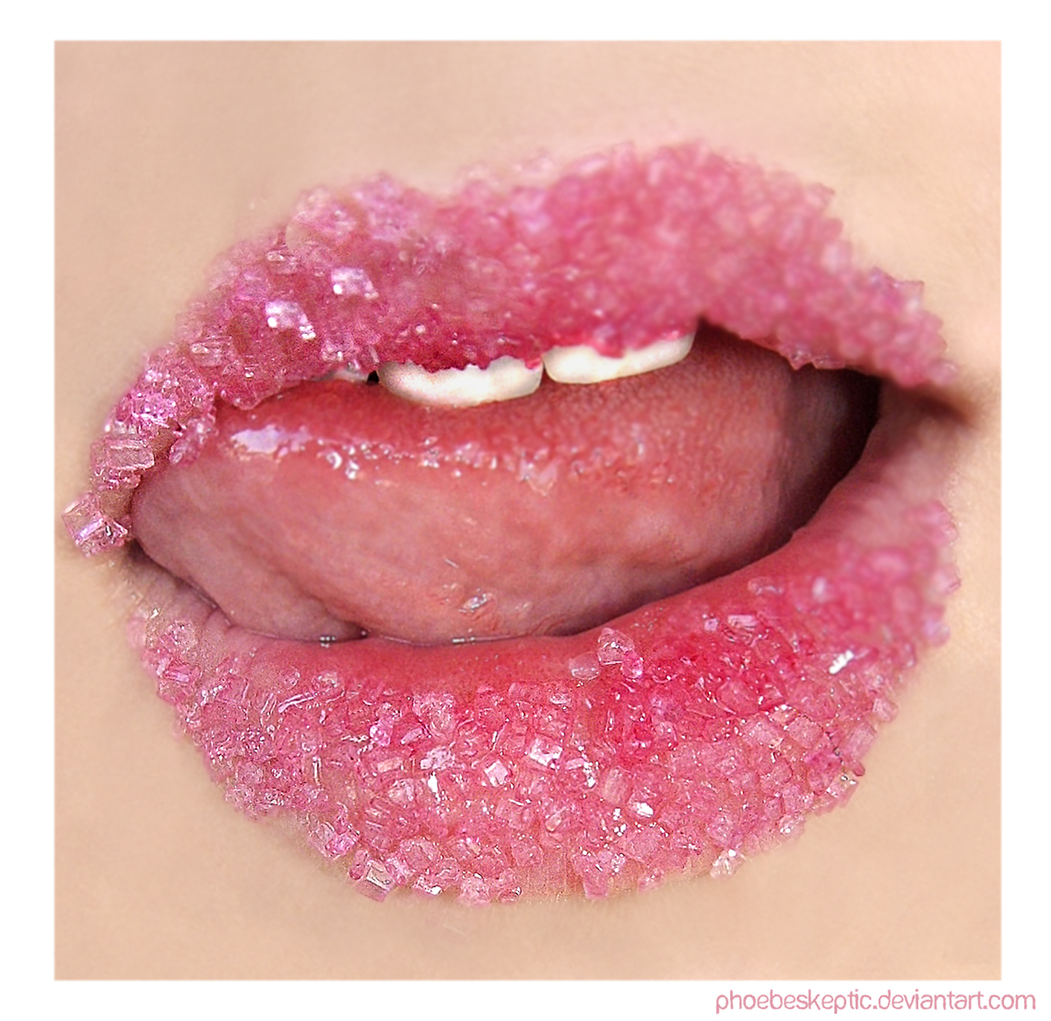 lips with pink sugar
