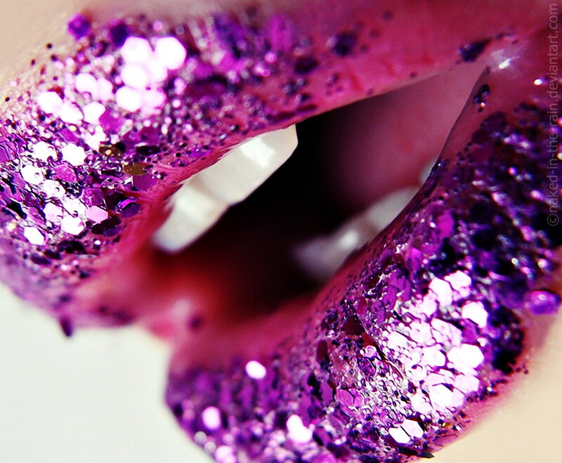 Lips with Purple Glitter