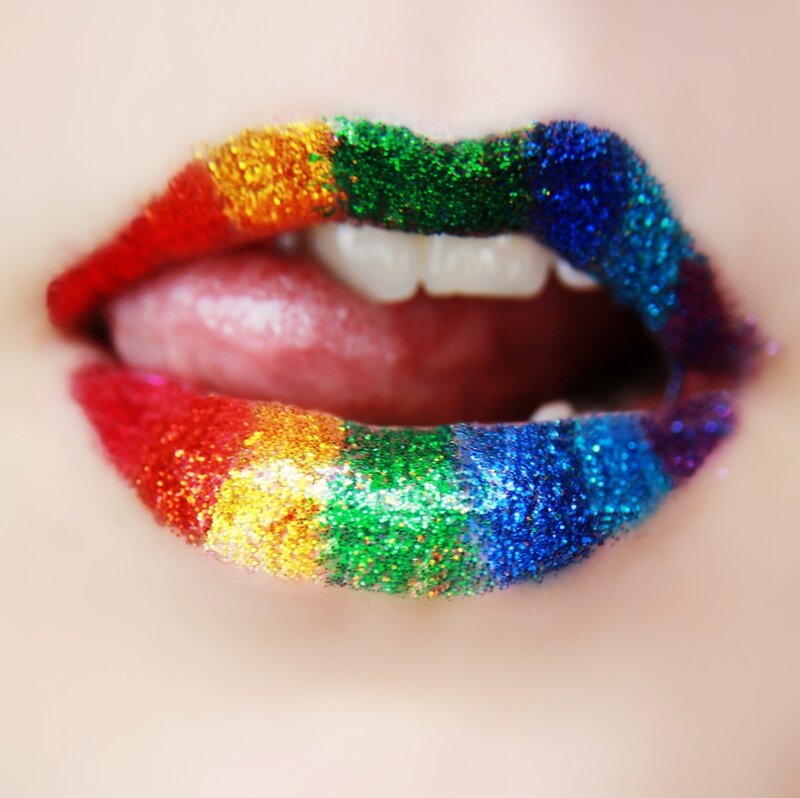 Lips with Rainbow Glitter