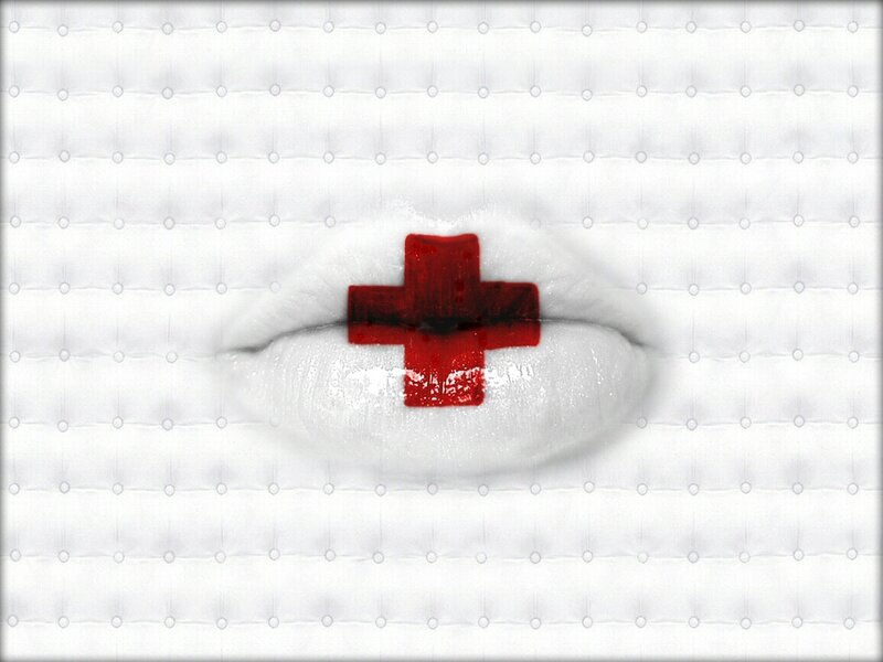 Lips with Red Cross