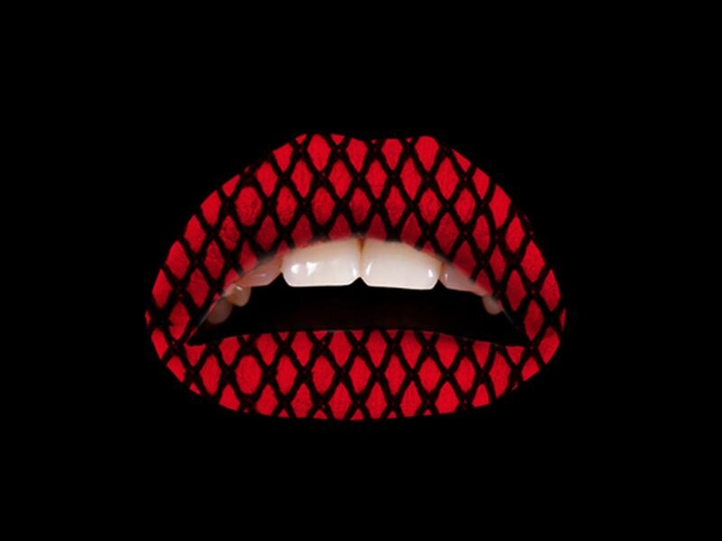 Lips with Red Mesh Pattern