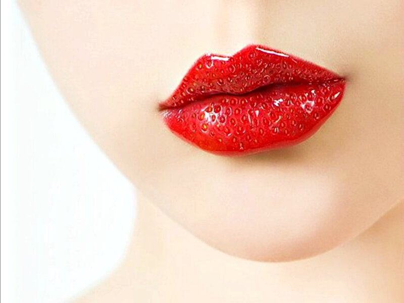 Lips with Strawberry Texture