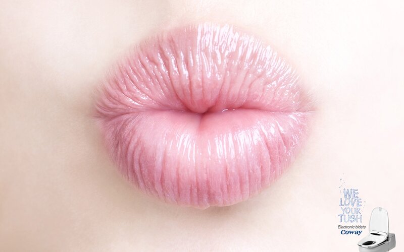 lips with toilet ad