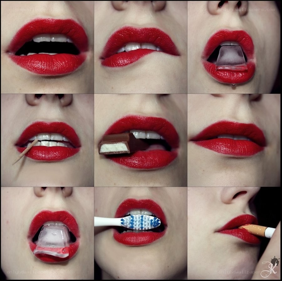 lips with various objects