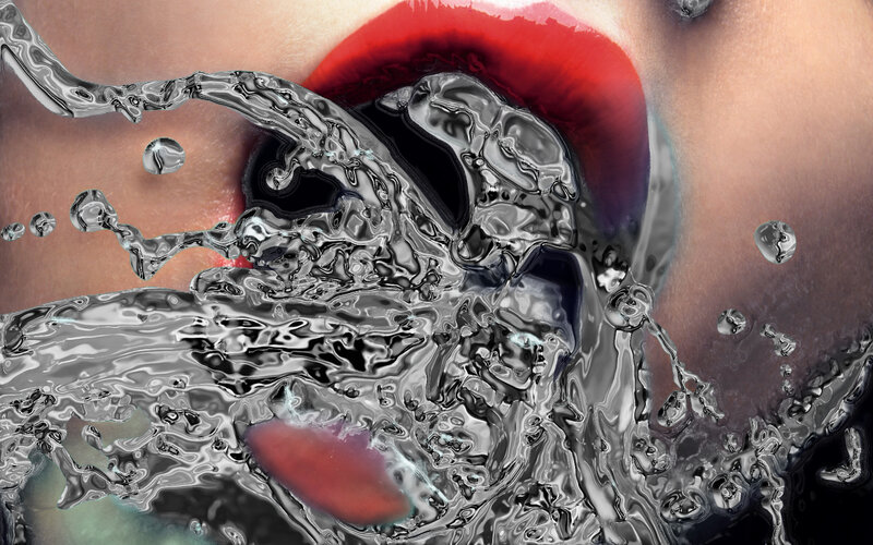 lips with water splash