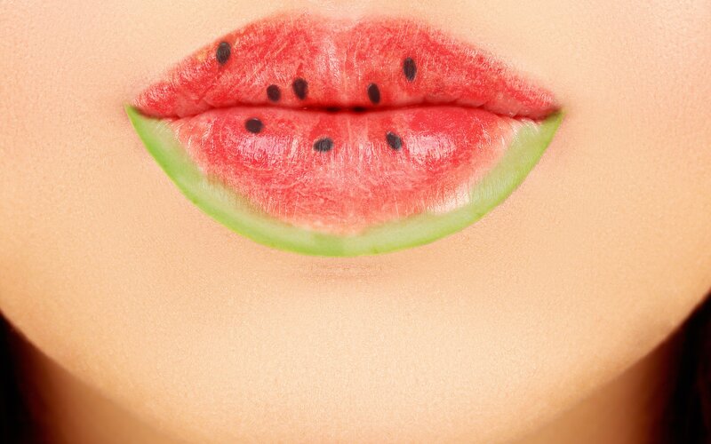 Lips with Watermelon Slice