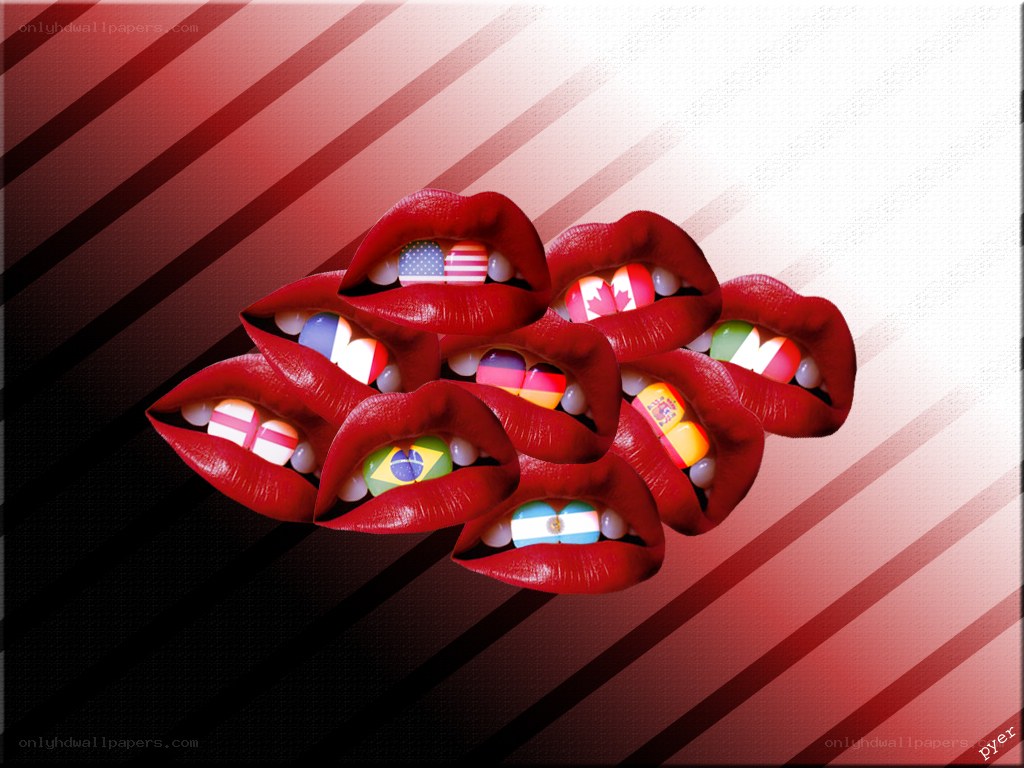 lips with world flags