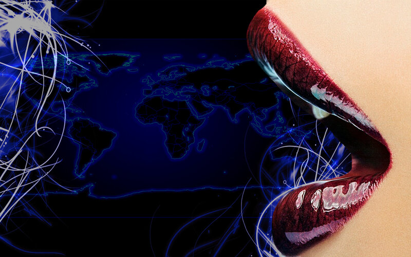 lips with world map background