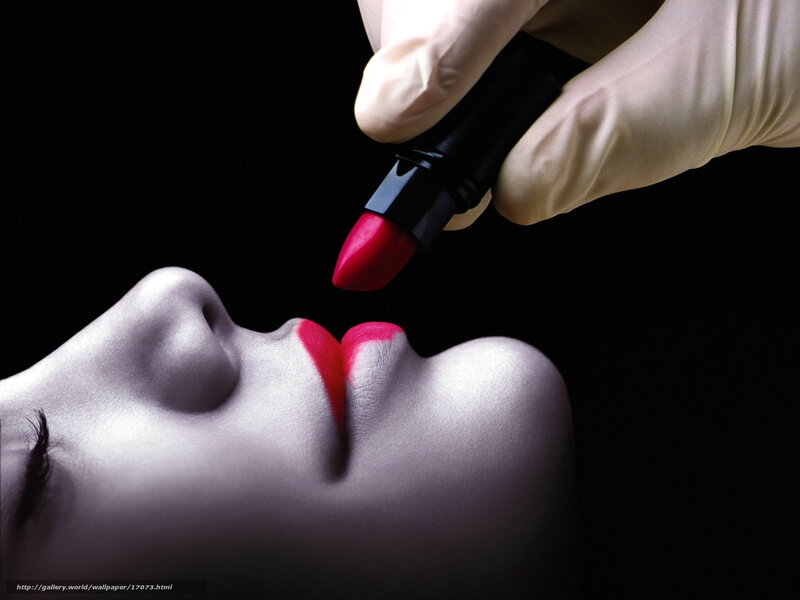 Lipstick application on lips