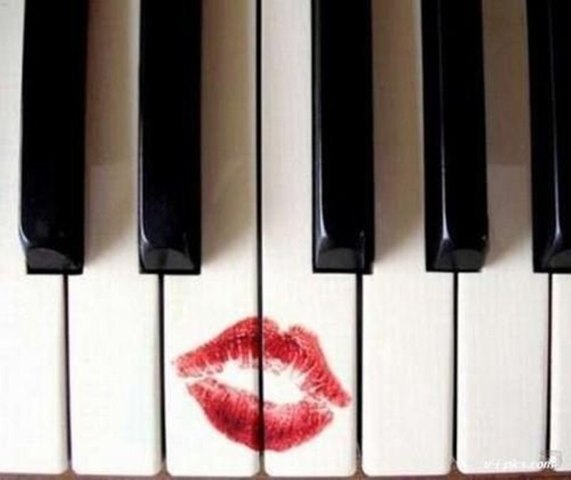 Lipstick Kiss on Piano Keys