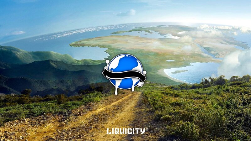 Liquicity Logo on Landscape — Blue, Serene