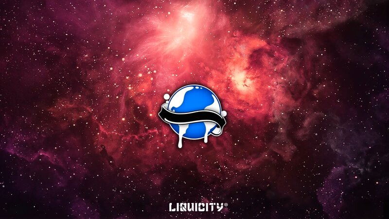 Liquicity Logo on Nebula — Red, Cosmic