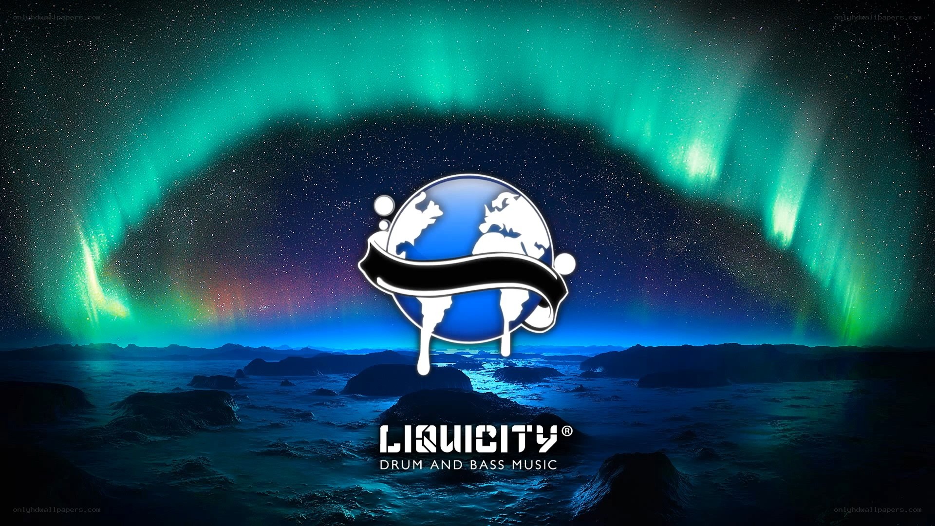 Liquicity logo with aurora background