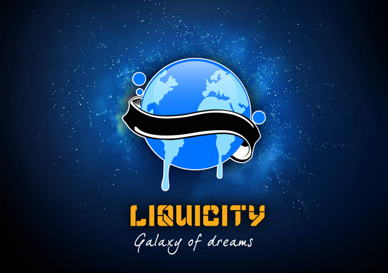 Liquicity logo with galaxy background