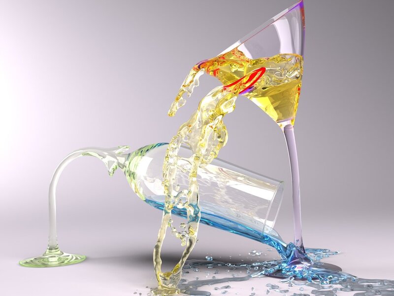 Liquid Pouring Between Glasses — Yellow