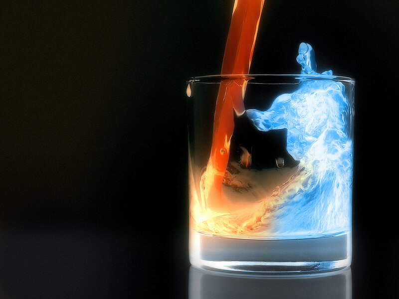 Liquid pouring into glass