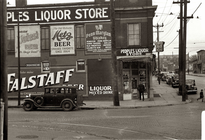 Liquor store on a city street