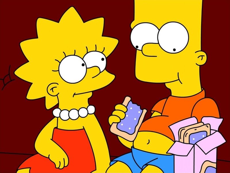Lisa and Bart eating ice cream