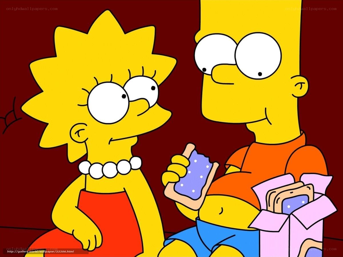 Lisa and Bart eating snacks