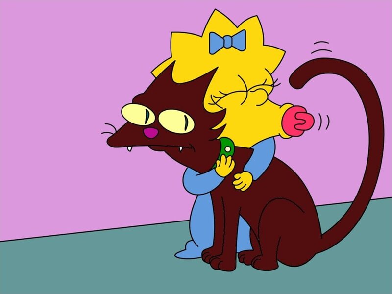 Lisa Simpson Hugging a Cat — Purple