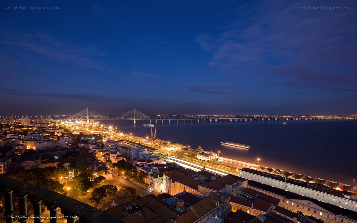 Lisbon at night with bridge