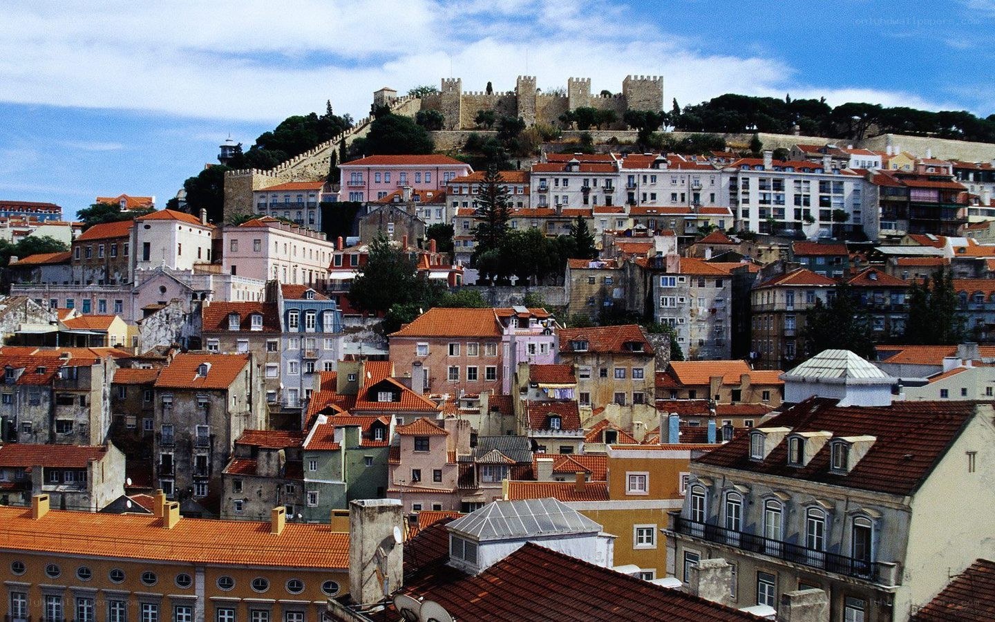 Lisbon cityscape with castle