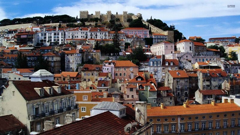 Lisbon Cityscape with Castle — Orange