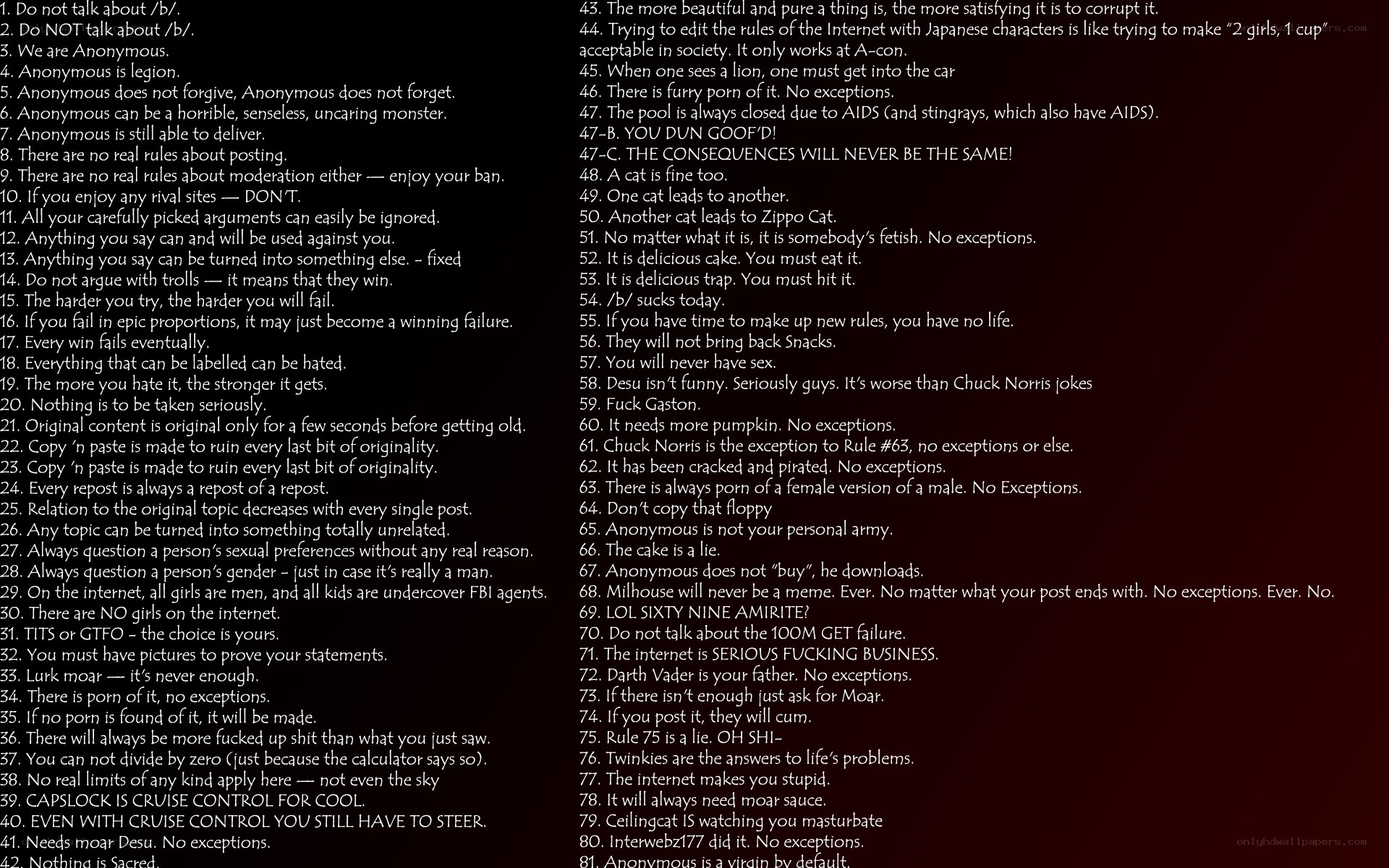 list of internet rules