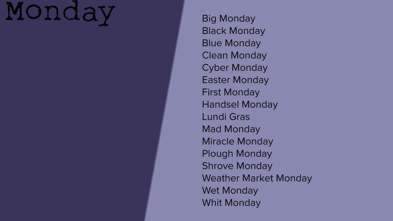 List of Monday Names