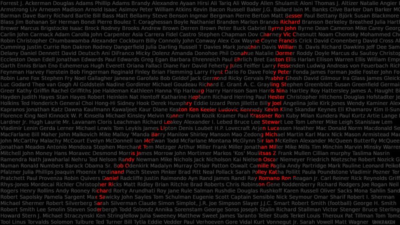list of names on black background