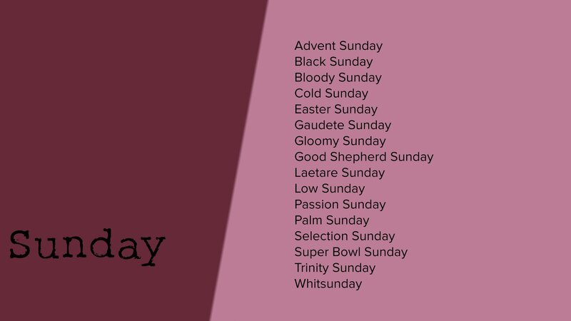 List of Sunday Names