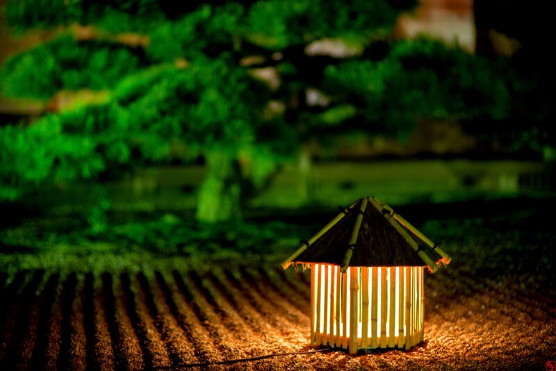 Lit Bamboo Lantern