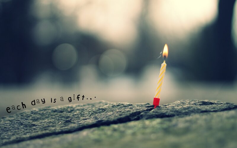 Lit Birthday Candle — Gray, Reflective, Sunset, Photograph
