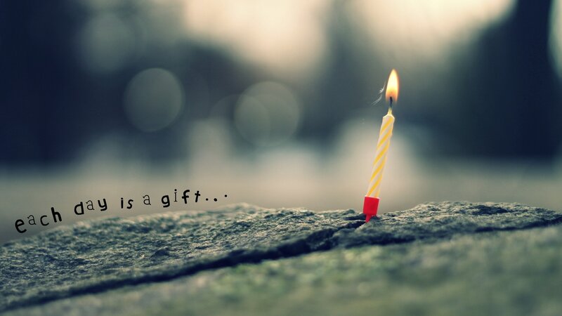 Lit Birthday Candle — Gray