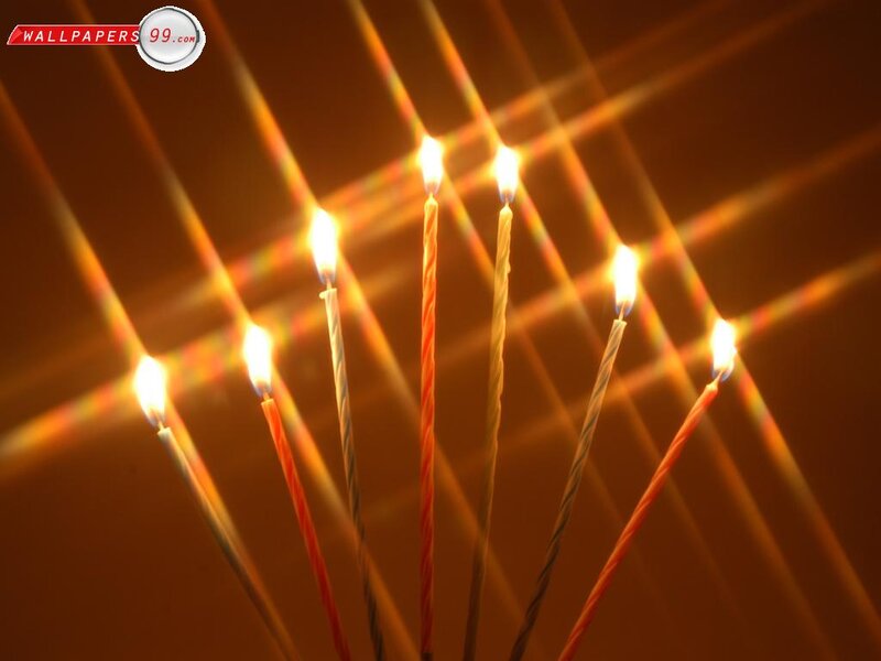 Lit Birthday Candles — Orange