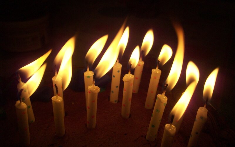 Lit Birthday Candles — Yellow