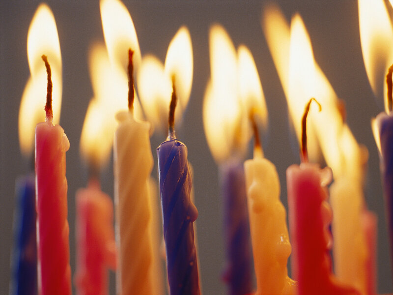 Lit Birthday Candles — Yellow, Warm